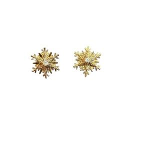 Avon Goldtone “Glistening Snowflake” clip Earrings with Textured Finish NIB 1988